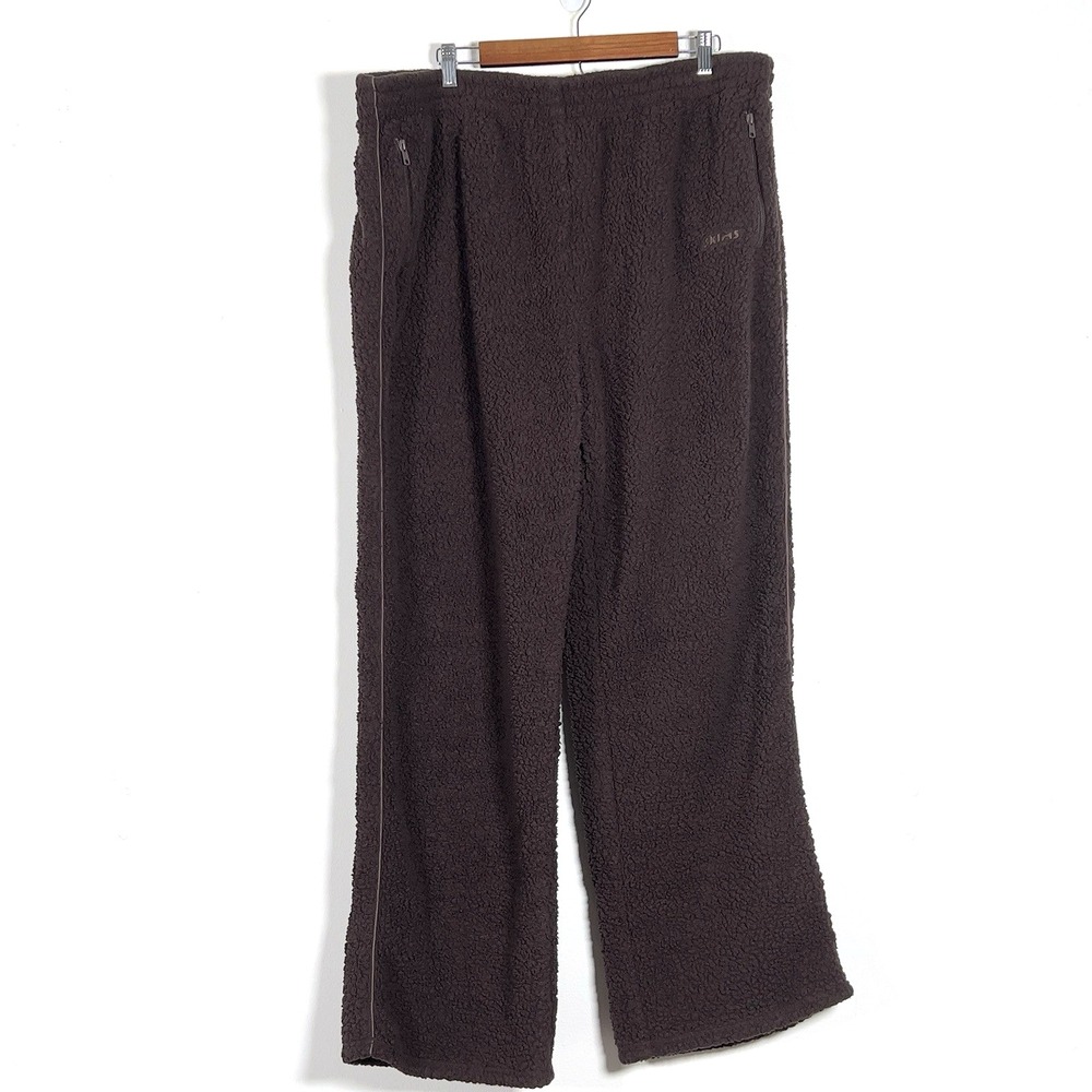 SKIMS Teddy Track Pants Sherpa High Pile Fleece Womens Sz 2X Brown Loungewear
